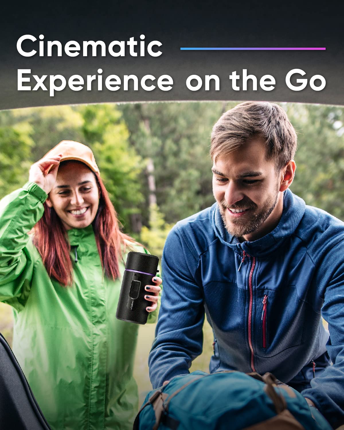 Nomvdic R150 Mini Projector, Portable Battery Operated Projector With 4Hrs Of Playtime , Ceiling Projector With 90 Rotating Lens